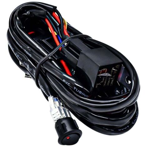 LED Light Bar Wiring Harness Kit, 300W, 2 Leads, 16 AWG, Universal, Works with 12V 40A Relay Switch for Off-Road Vehicles, Adjustable Lights