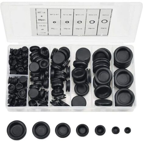 Sizes Rubber Cable Grommets, Rubber Plugs, Hole Plugs with Organizer Case, Electrical Wire Ring Seal Kit for Car, Water Hose, Pump, 170 Pcs