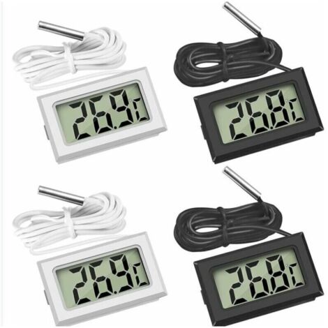 (2X Black 2X White, 46x28x15mm) Mini Digital LCD Thermometer with Temperature Probe Sensor Tester
