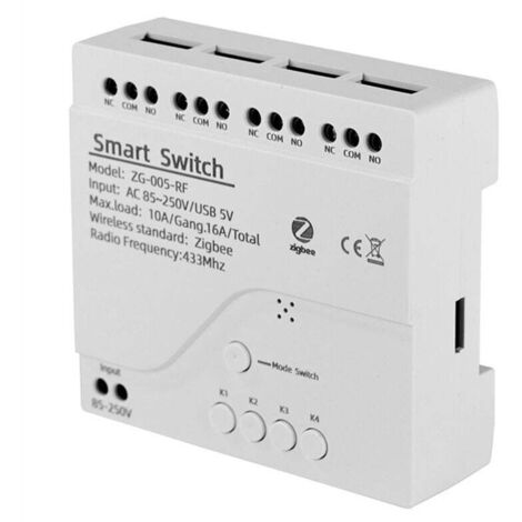 Tuya ZigBee 4-Channel RF433 Smart Switching Module, Smart Home Automation, DIY Circuit Breaker, Wireless Relay, Voice Control (1/4)