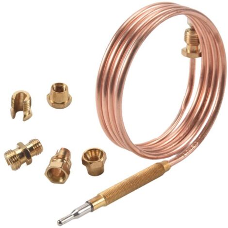 Universal Thermocouple for Gas Stove with 5-Piece Set of Nuts, Replacement Adapter for Burner and Heater