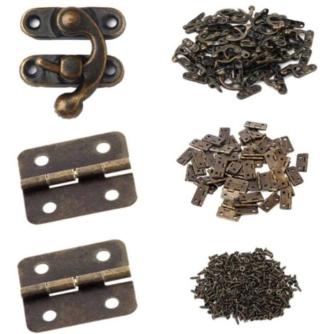 Small Antique Bronze Hinged Box Right Latch Hook Hasp with Screws for Wooden Locking Gift