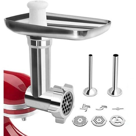 KitchenAid Meat Grinder Accessories, KitchenAid Meat Grinder for Stand Mixer, with 3 Grinding Plates and 2 Stuffing Tubes for KitchenAid Artisan Meat Grinder