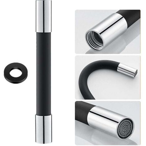 360° Tap Spout 30cm with Seal, Black, Anti-Splash Nozzle, for Toilet, Balcony, Bathroom