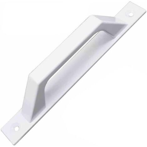 White aluminum right-hand handle for sliding or hinged passage doors, 198 x 25 x 40 mm, practical and comfortable (1/4)