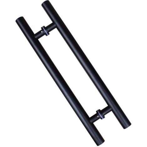 Sliding door handle, double-sided H-shaped, heavy-duty swing door handle, black. Length 600 mm, hole spacing 400 mm.