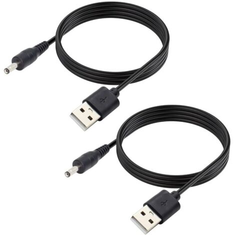 Lot de 2 Câble d'alimentation 5 V DC, USB 2.0 mâle vers DC 3.5 mm x 1.35 mm mâle Cordon d'alimentation pour routeur, lumière LED, haut-parleur et plus encore, 1m