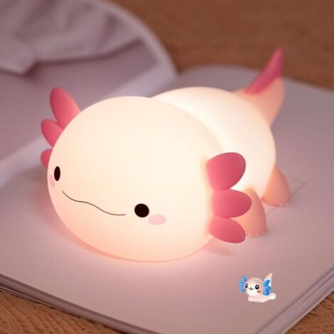 Veilleuse salamandre mignonne pour chambre d'enfant, veilleuse en silicone, commande tactile, lampe de chevet rechargeable par USB, rose (1/4)