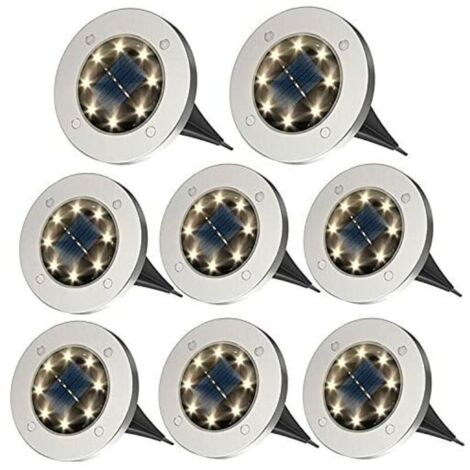 Lot de 8 lampes (blanc chaud) solaires d'extérieur – Lampes solaires étanches IP65 – pour jardin, pelouse, terrasse et cour