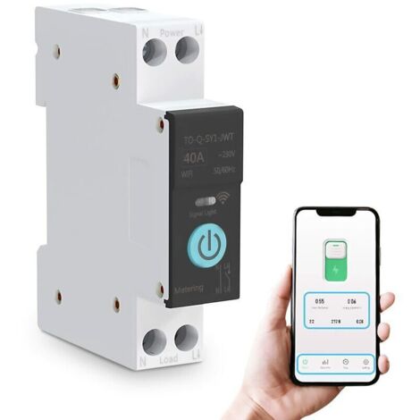Commutateur WIFI Intelligent Disjoncteurs Domestiques Téléphone Portable Télécommande 3 Modes de Synchronisation pour Appareils électroménagers(40A) (1/4)