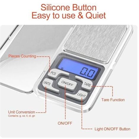 Balances De Cuisine Precision, 0.01g-500g, Mini Balances Alimentaire Multifonctionnelles Avec Affichage Led Et Fonction Tare 96654074