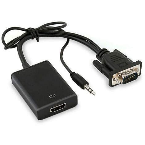 Câble Adaptateur Convertisseur VGA mâle Vers HDMI Femelle Sortie 1080 P HD+Audio TV AV HDTV
