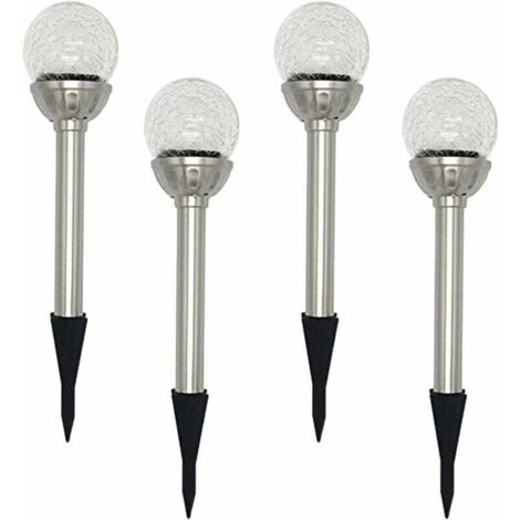 Lampes solaires d'extérieur pour jardin, paquet de 4 lampes solaires sphériques à 8 LED RVB, boules de verre craquelées à couleur changeante, temps de travail de 6 à 10 heures
