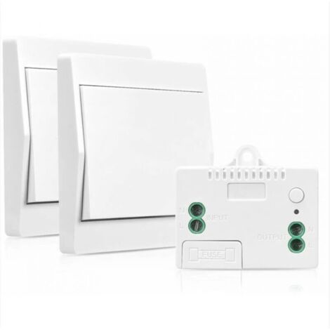 (Paquet de 2) interrupteur auto-alimenté sans fil sans batterie, interrupteur de sécurité émetteur RF et contrôleur de récepteur, télécommande murale 200 M, 433 MHz, (1/4)