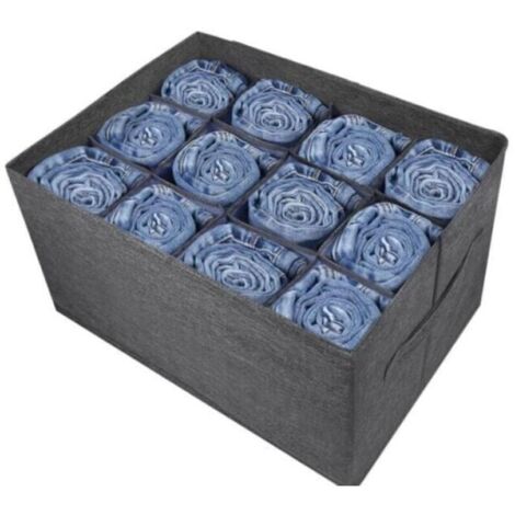 (1 pc) Organisateur de garde-robe gris, organisateur de vêtements à 12 compartiments pour vêtements, jeans, pantalons, pulls, serviettes, t-shirts, rangement d'armoire, organisateur de placard