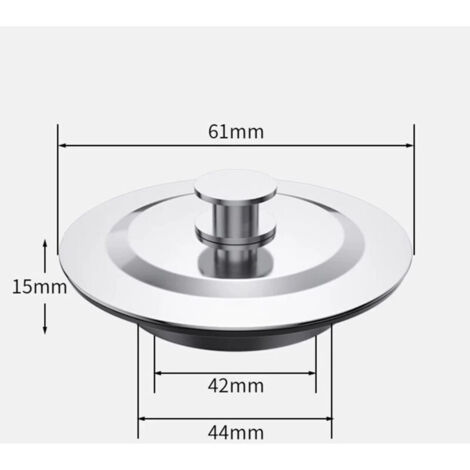 Bouchon Baignoire Universel, Bouchon Evier Cuisine, Acier Inoxydable Bonde Baignoire, 42-44mm Bouchon de Baignoire, Bouchon Lavabo Salle de Bain