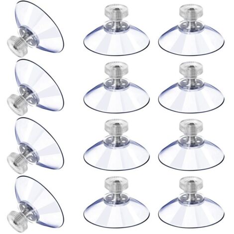 12 Grandes Ventouses Ventouses en Plastique Ventouse Anti-Collision Transparente en Caoutchouc Vis Écrou en Métal Ventouse Solide en PVC Transparent Remplacement avec Écrou de Vis (40M5-10) (1/4)
