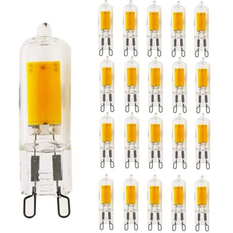 Lot de 20 ampoules LED G9 5W blanc chaud 3000 K G9 Remplace les ampoules halogènes 40 W Ampoule basse consommation 400 lm Angle d'éclairage 360° Intensité variable [Classe énergétique A+]