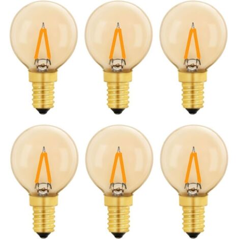 G40 Vintage Mini Ampoule E14 LED 1W, Ambre Edison Ampoule E14 de Remplacement 10W pour Lumières Décoratives, Blanc Chaud 2200K, Non Dimmable, Lot de 6