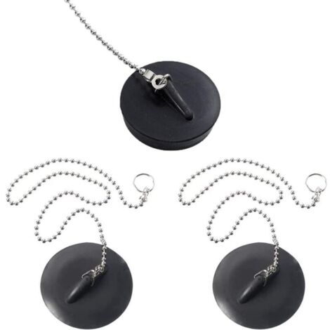(40mm)3 Pièces Bouchon Baignoire Universel, Bouchon d'Evier avec Chaîne à Billes, Bouchon d'Evier Cuisine Bouchon de Baignoire Bouchon en