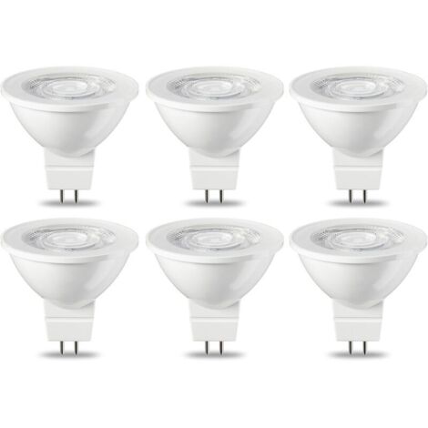 Lot de 6 ampoules LED GU5.3 MR16 5 W Blanc chaud non dimmable, 220 V [Classe énergétique G]