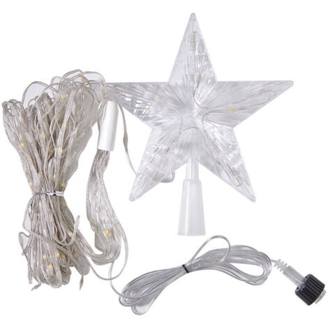 Lumières d'arbre de noël avec étoiles, lumières d'arbre de noël imperméables à cordes de 2M x 9 pour jardin, fête, décoration de mariage