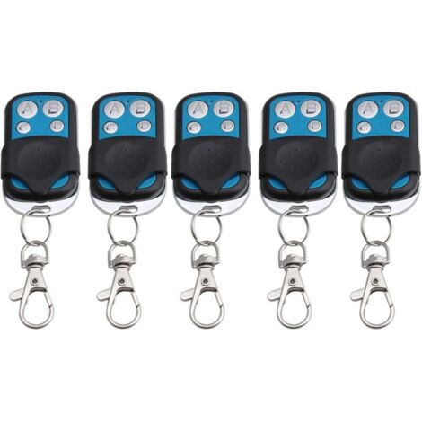 Set of 5 4-channel 433 MHz Black Wireless RF Remote Control Learning Code 1527 Receiver 1527 Keyring