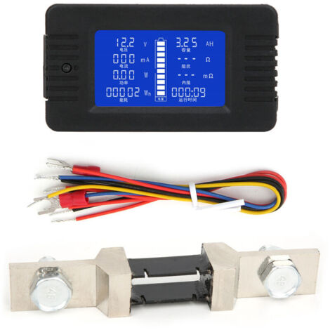 SJLERST Battery Monitor, Multifunction DC Battery Monitor with LCD Screen, 0-200V, Wattmeter Balance Power Battery Voltage Checker Analyzer, with 200A shunt (1/4)