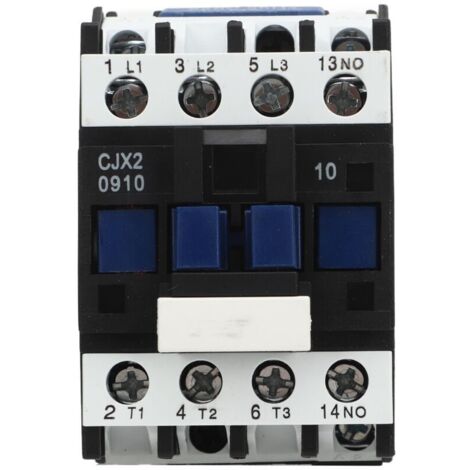 SJLERST CJX2 0910 Electric Power Contactor, Three-Phase Silver Contact with DIN Rail Mounting Base for 9A AC Motor