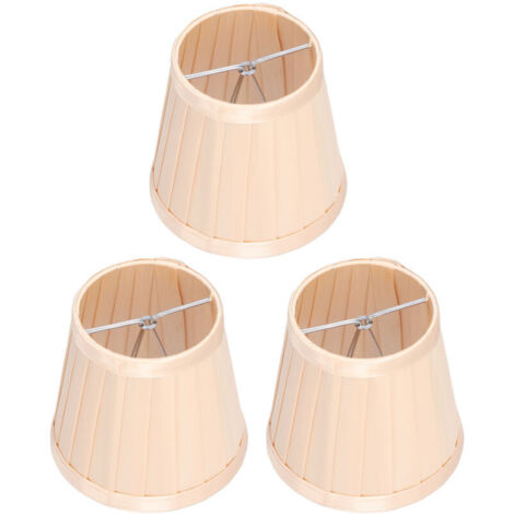 SJLERST 3-piece E14 fabric lampshade clip-on lamp cover for chandelier, wall sconce, office decoration (light gold)