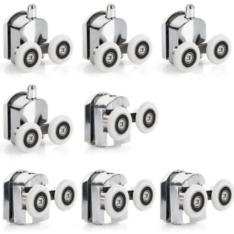 pcs Sliding Shower Door Rollers, Zinc Alloy Shower Sliding Door, 23mm Diameter Twin Replacement Wheels for Bathroom (1/4)