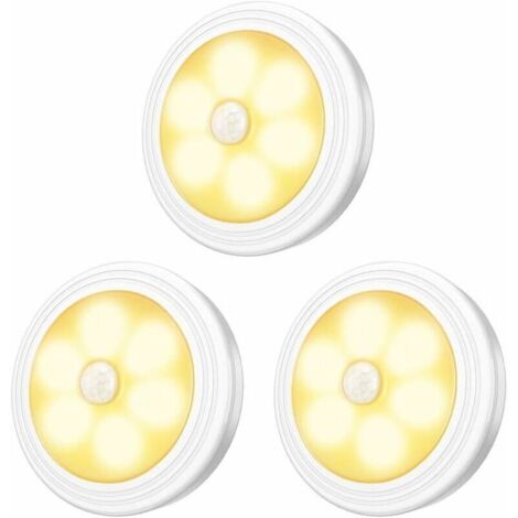 LED cabinet/wardrobe lights, 3 pieces, night light, motion sensor LED with magnetic base for kitchen staircase cabinets and display cases (battery operated) (1/4)