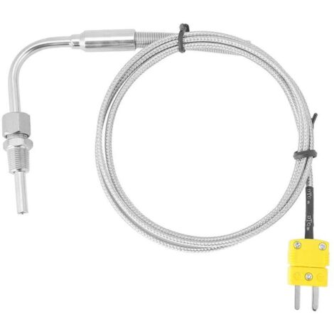 Type K EGT Thermocouple for Exhaust Gas Temperature Sensor with Exposed Tip and Connector, 1/8" NPT Threads, Stainless Steel Probe