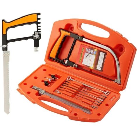13-in-1 Multifunctional Hacksaw Tool, Hand Hacksaw with 8 Extra HSS Steel Saw Blades and Carrying Case - for Cutting Wood, Plastic, Glass, Tile, and Metal (27cm)