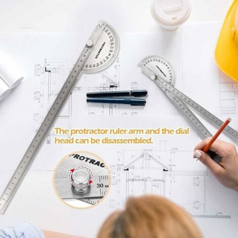 0-180 Degree Round Head Angle Protractor, Multifunctional Stainless ...