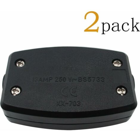 Pack of 2 3-Terminal Cable Connectors, Flexible Connectors for Lighting, Electrical Control Machine Wire Joints, and LED Electrical Junction Boxes, Black