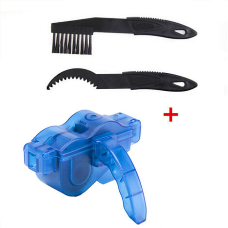 Bicycle Chain Cleaning Device, Bicycle Chain Cleaning Tool for Quick Cleaning of All Types of Bicycle Chains with Two Brushes, Blue (1/4)