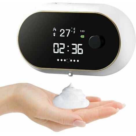 (White) 500ml Automatic Soap Dispenser with Sensor, 3-Level Adjustable Rechargeable Electric Soap Dispenser, Foam Soap Dispenser for Kitchen and Bathroom