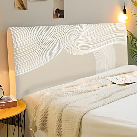 160cm Headboard Cover, Stretchable Headboard Cover with Abstract Lines, Removable and Washable Protective Headboard Cover, Dustproof