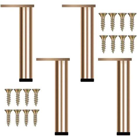 Set of 4 adjustable furniture legs, 30 cm – Gold aluminum alloy – Fingerprint-resistant anodized surface – For sofas and tables