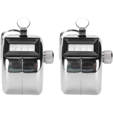 Set of 2 stainless steel manual push-button counters 0-9999 for workshop inventory