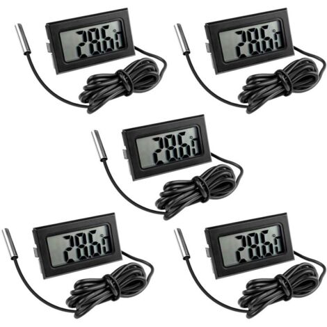 CSPARCV 5-Piece Digital Fridge Thermometer, Digital Temperature Probe with LCD Screen, Temperature Sensor Tester for Refrigerator, Freezer, and Aquarium