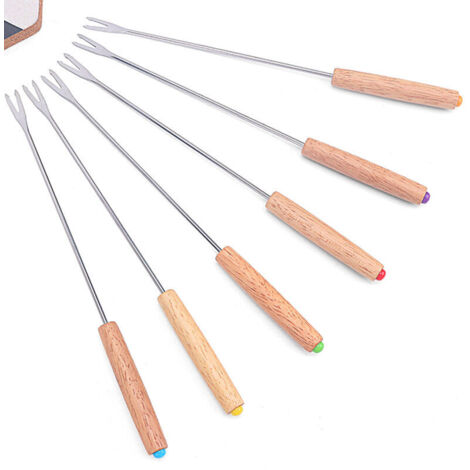 6-piece Eva light wood fondue forks