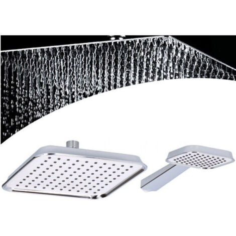 Soffione Doccia Quadrato 20x20cm Con Miscelatore Doccetta Quadrata In Abs Cromo (1/3)