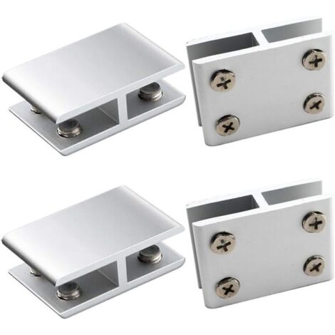 Set of 4 Glass Clamps, Aluminum Alloy Glass Clips for Securing Glass on Both Sides of Shower Tables and Panels, Adjustable Glass Clamp for 10-12mm Thickness, 180 Degrees