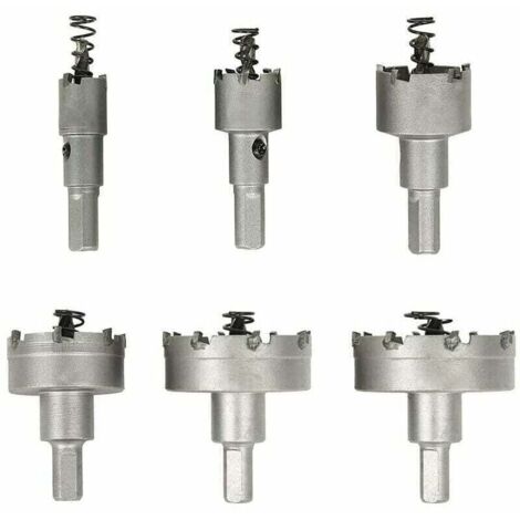 Basetbl – Set of 6 Carbide Hole Saws 16-60mm – For aluminum, steel, iron, copper and wood – Clean and precise cut (1/4)