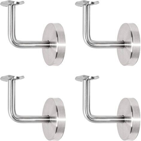 CCYKXAA 4 wall-mounted handrail brackets - Handrail bracket - Wall bracket - 3-hole fixing - With 60 mm diameter cover rosette - For round stainless steel tubing