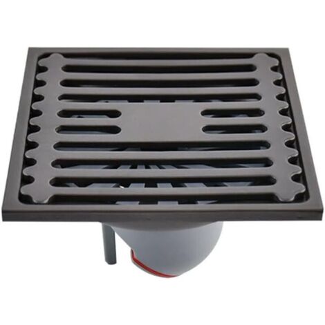 Square 10 x 10 cm stainless steel floor drain – Odor-proof system – Removable strainer cover for bathroom (1/4)