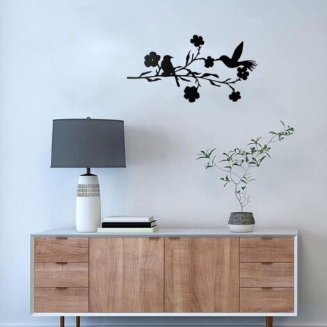 Metal wall decoration - Bird on a branch - Art silhouette - Black metal ...