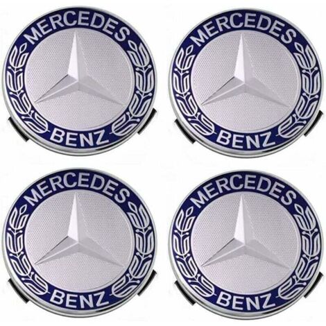 Set of 4 hubcaps compatible with Mercedes Benz 75 mm - Blue, TRIMEC